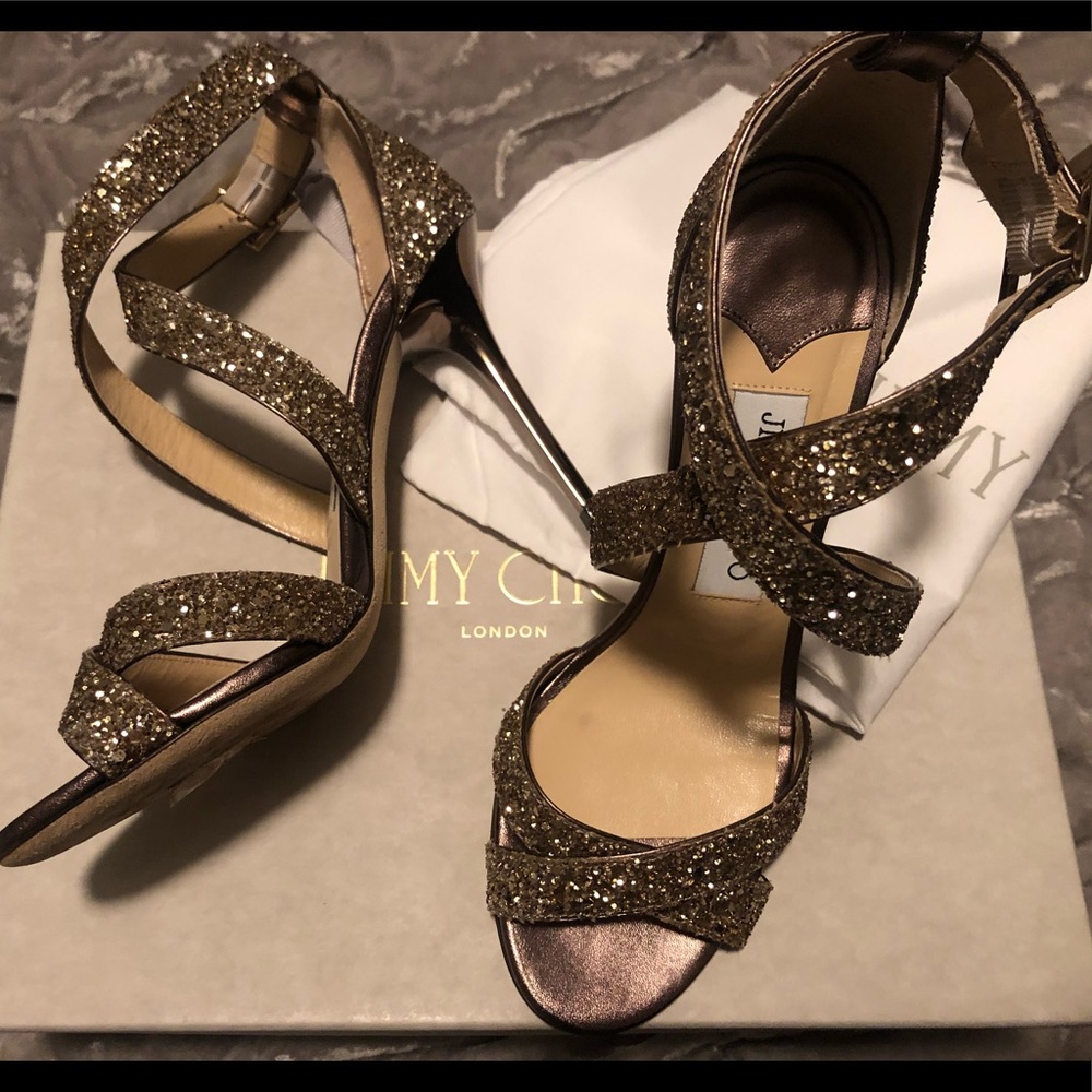Jimmy choo gold lottie heels